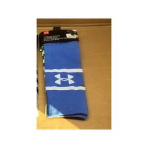 New Under Armour Sport Leg Warmers Blue & Neon Green Logo Multipack